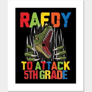 Funny Ready To Attack 5th Grade Shark First Day of School Gifts Kids Posters and Art